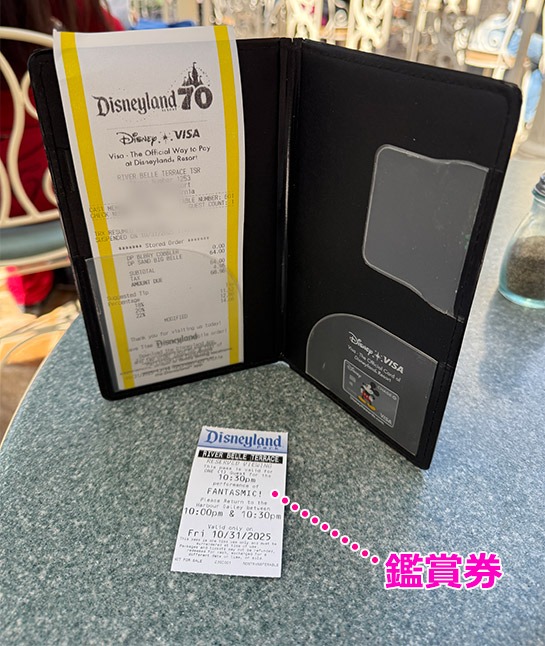 リバーベル・テラスのお会計票と鑑賞券