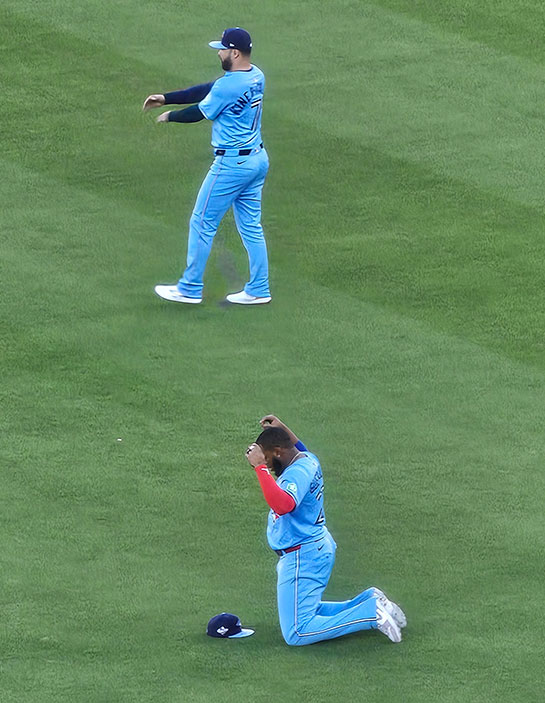 入念にアップを行うゲレーロJr.