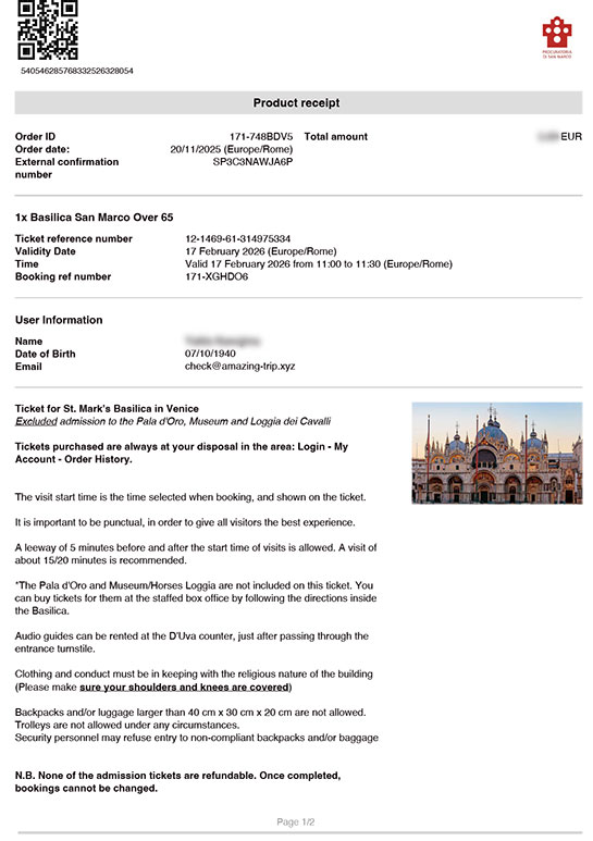 サン・マルコ寺院のEチケット