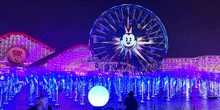 夜のアドベンチャーパークの景観 - ナイトショー終了後