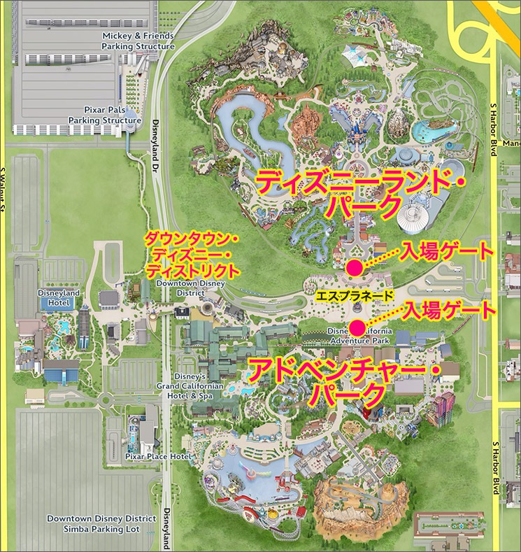 カリフォルニア・ディズニーリゾート全体マップ