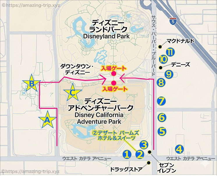 デザート パームズ ホテル ＆ スイーツ周辺マップ