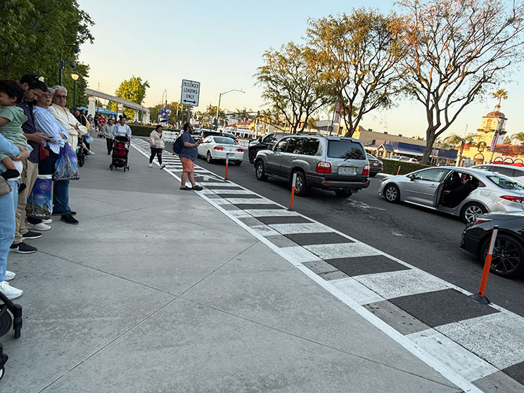 『Disneyland Drop Off（ディズニーランド ドロップオフ）』で配車した車待ちのゲストたちの様子