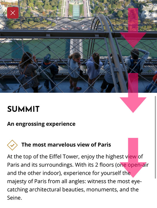 Summitを選択時の説明ページ - エッフェル塔の公式予約ページ