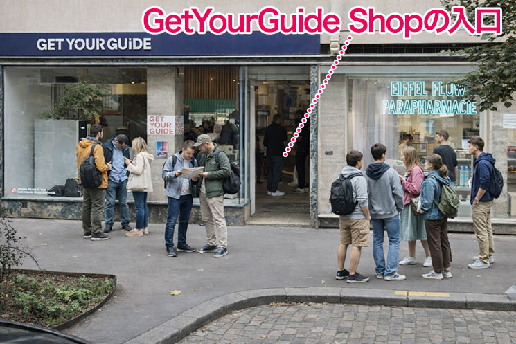 エッフェル塔のチケット受け取り場所「GetYourGuide Shop」の外観