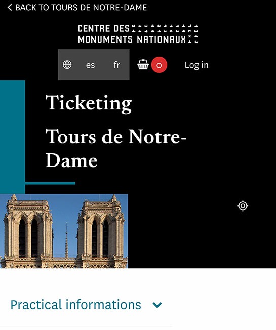 ノートルダム大聖堂 塔の公式予約ページ