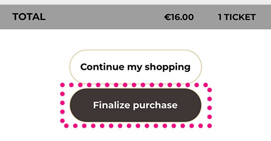 オルセー美術館 公式チケット予約サイト 「Finalize purchase」ボタンをタップして枚数選択を確定