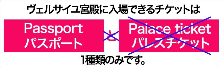 ヴェルサイユ宮殿に入場できるチケットは「Passport」のみです。