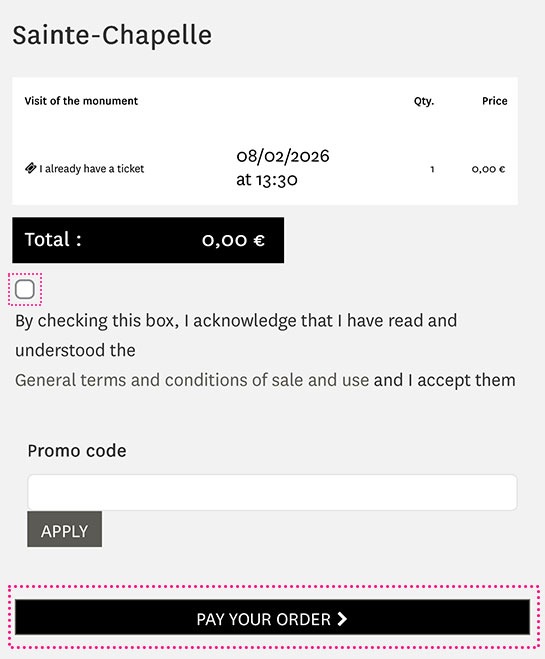 カートページ（メールアドレスと予約内容の確認画面）