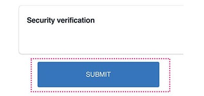 認証完了表示「Security verification」と、「SUBMIT」ボタン