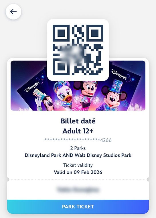 パリディズニー公式アプリ版のEチケット