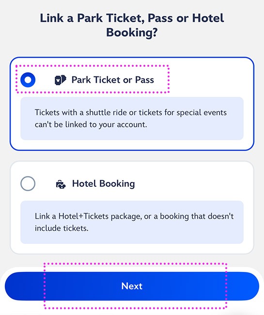 パリディズニーの公式アプリに購入済みチケットをリンクさせる手順2