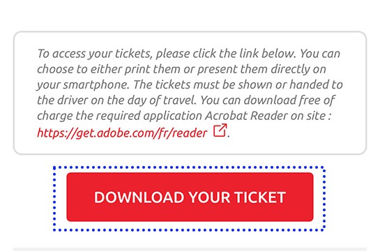 予約完了ページの「DOWNLOAD YOUR TICKET」ボタン - Magical Shuttle(マジカルシャトルバス)の公式予約ページ